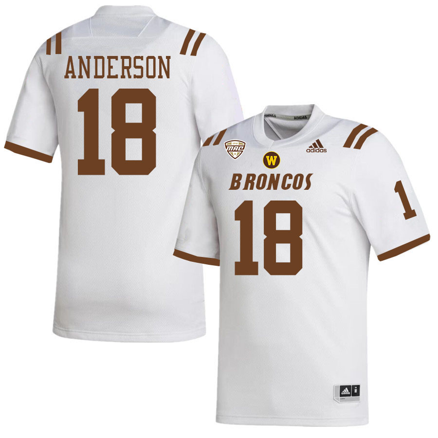 #18 Najiib Anderson Western Michigan Broncos College Football Jerseys Stitched-White